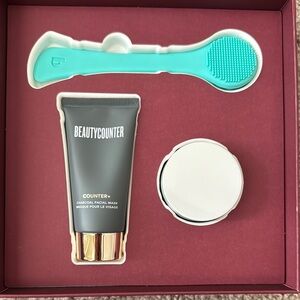 Beautycounter Skincare Set with Gray Mask and Teal Brush